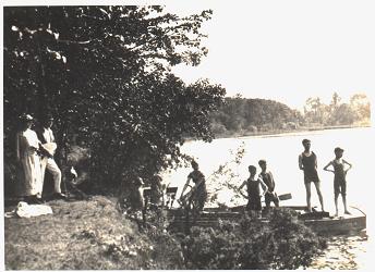 The family in their garden by Oulton reservoir