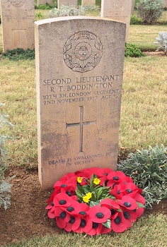 2nd Lt Ralph Thomas BODDINGTON, grave in Gaza cemetery