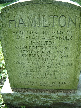 Gravestone, Lauchlan Alexander Hamilton b.1852